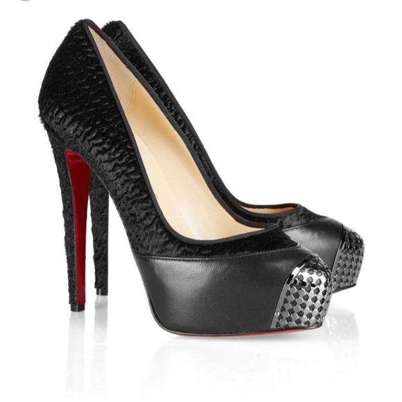 Christian Louboutin Maggie pony hair pump Size 38 Made in Italy Black on Black - Picture 3 of 16